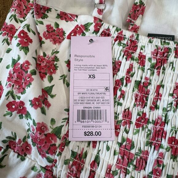 NWT Wild Fable Button-Front Tiered Romper White Floral Women's Sz XS - Picture 7 of 7